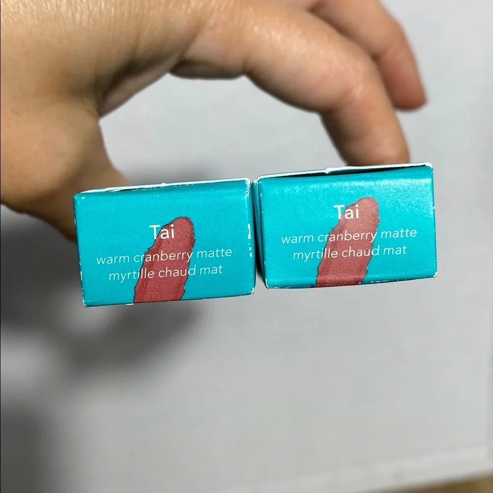 2 Thrive Causemetics Eyeshadow Sticks in Tai warm cranberry matte